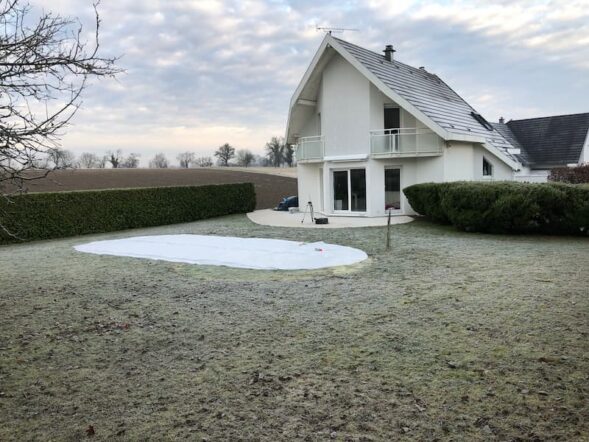 Traçage d'une pîscine Waterair à Hochstatt