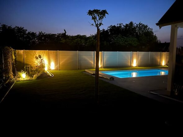 Piscine Waterair à Kingersheim, vue de nuit, éclairée